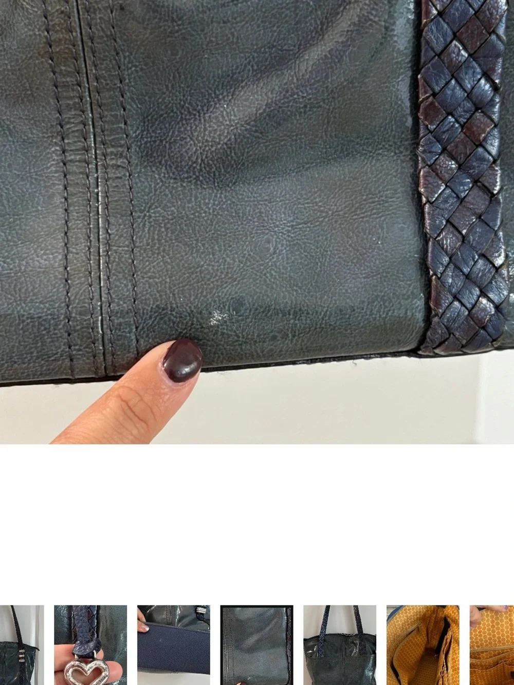 Brighton blue Leather Tote shoulder bag purse with matching Snake Texture Wallet
